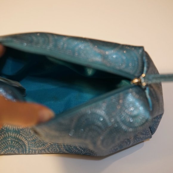 MakeUp Blue with Glitter in Pattern Zipper Box Cosmetic Bag Box - Picture 5 of 13